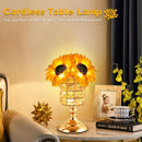 Sunflower Flower Lamp, Cordless Touch Table Lamp with Stepless Dimming, 3-Color Rechargeable LED Night Light with Ceramic Base