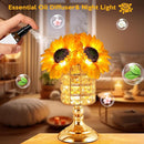 Sunflower Flower Lamp, Cordless Touch Table Lamp with Stepless Dimming, 3-Color Rechargeable LED Night Light with Ceramic Base