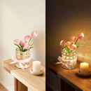 Rechargeable Tulip Flower Lamp with Cordless Touch Control, 3-Color Dimmable Night Light with Elegant Crystal-Style