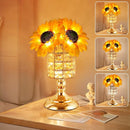 Sunflower Flower Lamp, Cordless Touch Table Lamp with Stepless Dimming, 3-Color Rechargeable LED Night Light with Ceramic Base