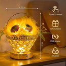 Pearl Sunflower Lamp, Cordless USB Rechargeable LED Night Light with 3-Color Touch Control