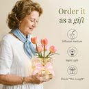 Rechargeable Tulip Flower Lamp with Cordless Touch Control, 3-Color Dimmable Night Light with Elegant Crystal-Style