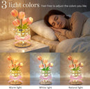 Rechargeable Tulip Flower Lamp with Cordless Touch Control, 3-Color Dimmable Night Light with Elegant Crystal-Style